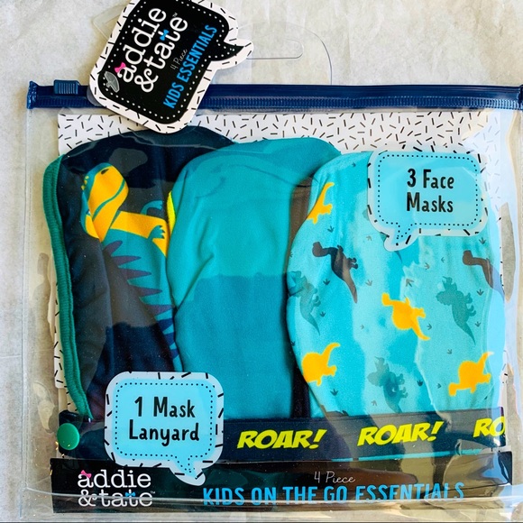 3pcs Pack Addie&tate Dinosaur Washable Kids Face Masks - Picture 3 of 6